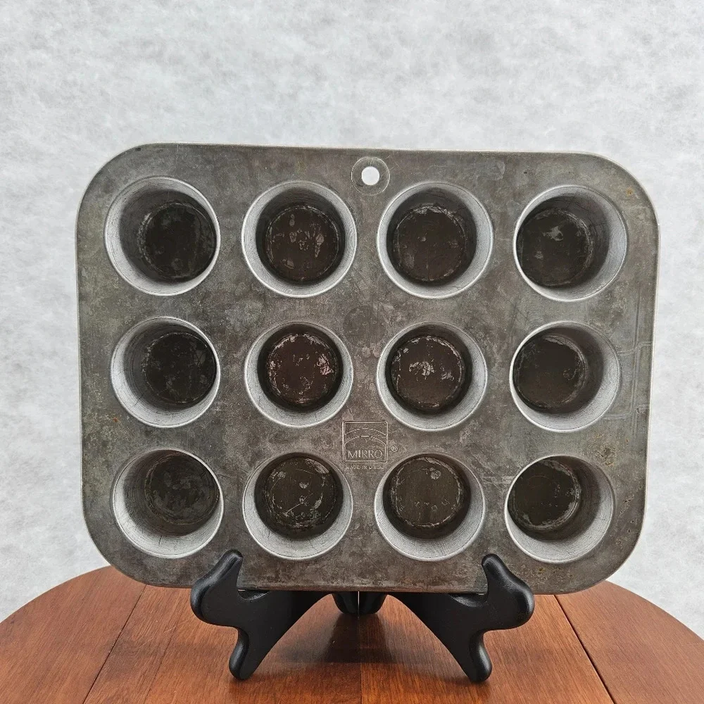 Vintage Mirro Mini Muffin Tin Pan Aluminum Cupcake 12 Holes 162M‎